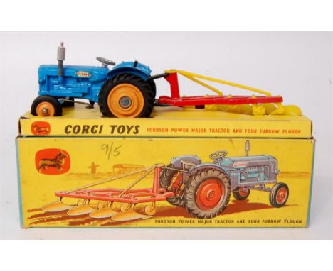 Corgi Toys, gift set 18, Ford tractor and plough set, comprising of 55 Fordson Power Major tractor with 56 four furrow plough