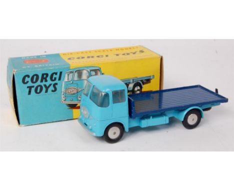 Corgi Toys, 457 ERF 44G platform lorry, light blue cab and chassis with dark blue back, flat spun hubs, in the original blue 