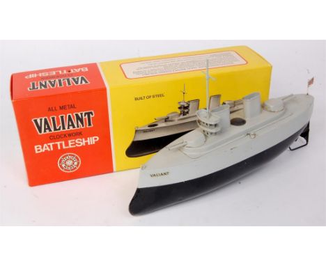 Sutcliffe Models, Valiant Battleship, black and grey hull with grey superstructure, with flagpole and mast, with original key