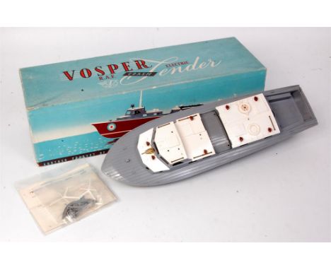 Victory Models, battery operated VOSPER RAF crash tender, comprising of black plastic hull with grey and white superstructure