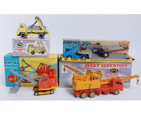 Corgi Toys and Dinky Toys, boxed playworn diecast group to include; No.1131 Carrimore detachable axle machinery carrier (F-G,