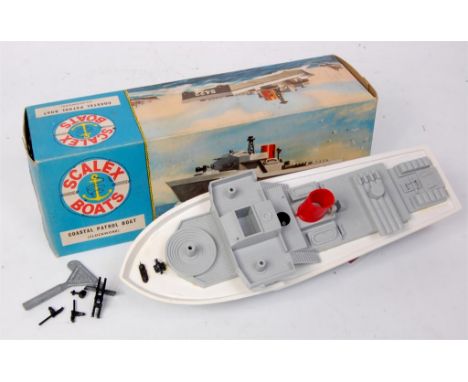 Scalex Boats, 422S Coastal Patrol Boat, clockwork, all plastic body, light grey hull and superstructure, with white deck and 