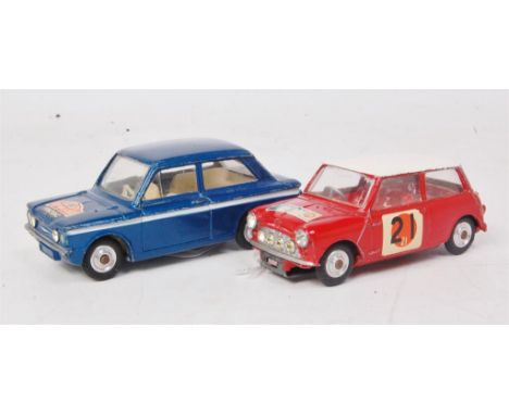 Corgi Toys, rally diecast group, 2 models to include; No.333 Austin Mini Cooper S Sun Rally, red body with RN21 and RAC trans