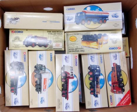 Fifteen Corgi Classics, comprising of 13 cream boxed examples and 2 grey window boxed, windows split to grey boxes, all heavy