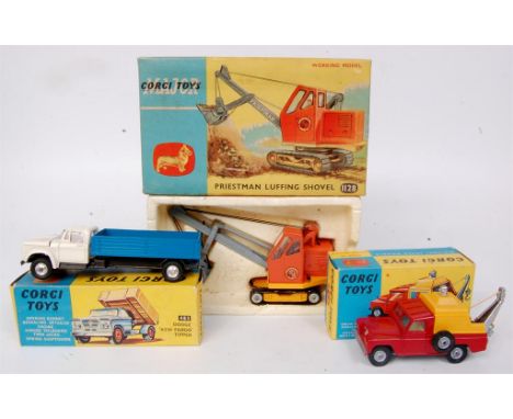 Corgi Toys, boxed diecast group to include; No.477 Land Rover breakdown truck, redbody with plastic tilt, with chrome spotlig