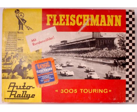 Fleischmann 3005 touring slot car raceway, appears complete in the original polystyrene packed box, comprising of 2 cars, tra