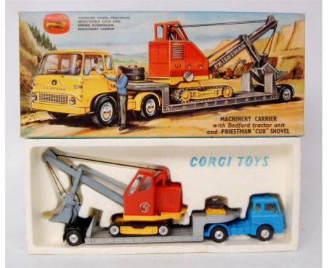 Corgi Toys, gift set 27 Priestman shovel on machinery carrier, comprising of 1128 Priestman luffing shovel and 1131 Bedford l