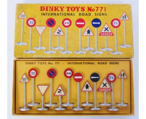 Dinky Toys, 771 International Road Signs comprising of; 12 assorted signs, with instructions leaflet, in the original lift-of