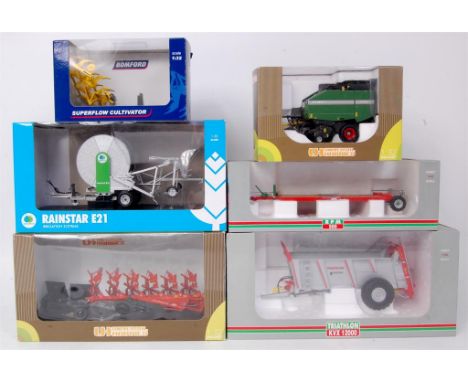 Universal Hobbies and MPS 1/32nd scale farming implement and attachment, 6 boxed as issued examples to include UH Fendt 2900 