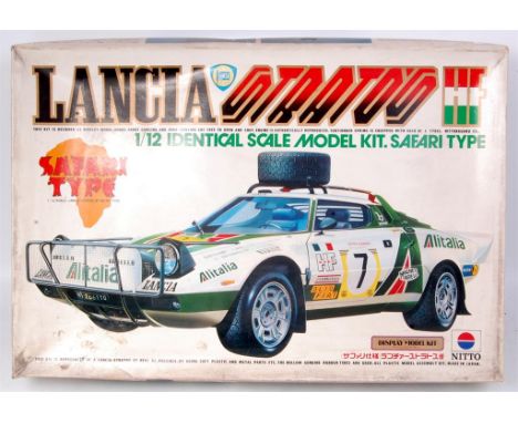 Nitto of Japan, 1/12th scale plastic and metal kit for a Lancia Stratos HF Monte Carlo rally car, in the original box, unmade