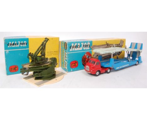 Corgi Toys, boxed diecast group to include; Corgi 1101 Carrimore car transport, red cab version, box with water damage (G,BG)