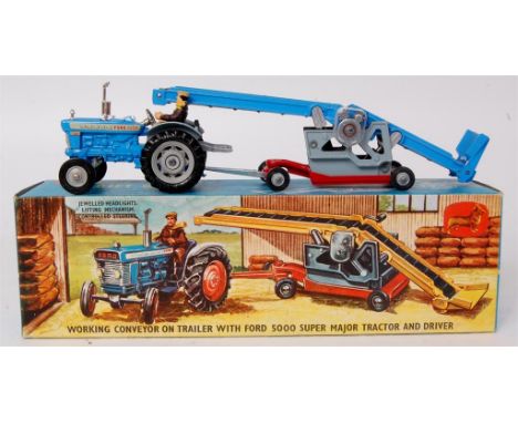 Corgi Toys, gift set 47, Ford 5000 tractor and conveyor set, comprising of Ford 5000 Super major tractor in light blue with d