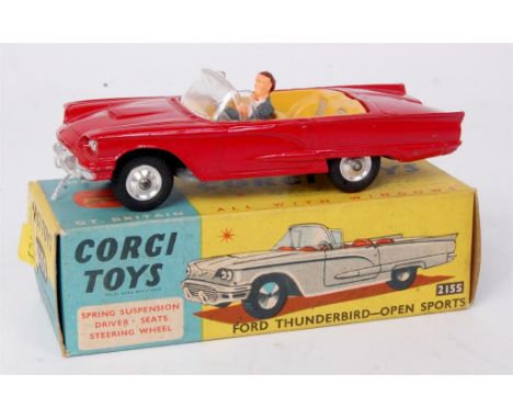 Corgi Toys, 215S Ford Thunderbird Open Sports, red body with yellow interior and driver, shaped spun hubs, in the original bl