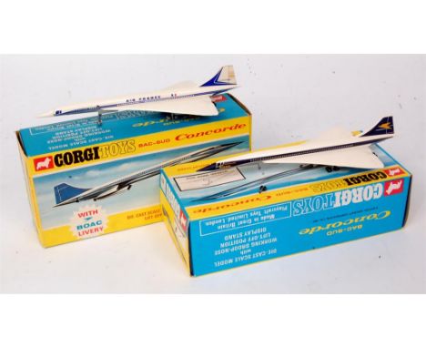 Corgi Toys, boxed aircraft group to include; No.650 BOAC Concorde, appears as issued (NM,BVG) and No.651 Air France Concorde,