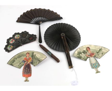 Novelty Fans: A Small Collection of Unusual Fans, six in all, comprising a fan in the form of a gentleman's cigar, c 1860's o