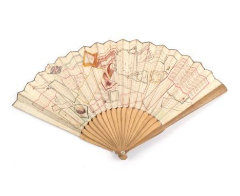 A Conundrum Fan, an English etched and hand coloured fan dated 1791, the upper central border stating ''Published Jan'y 1st 1