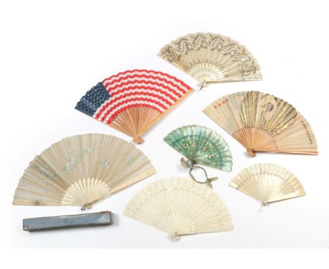 An Early 20th Century Bone Fan, the cream gauze leaf embroidered with silver sequins and spangles, and larger sections with a