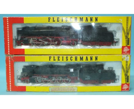 Fleischmann, HO gauge, two boxed locomotives with tenders: 4170, DB 4-6-2 no. 01220 and 4175, DB 2-10-0 50058, (2).