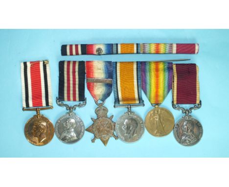 A WWI military medal group of five medals awarded to 8890 Sgt G Mitchell I/Devon R, comprising: Military Medal (GV), 1914 "Mo