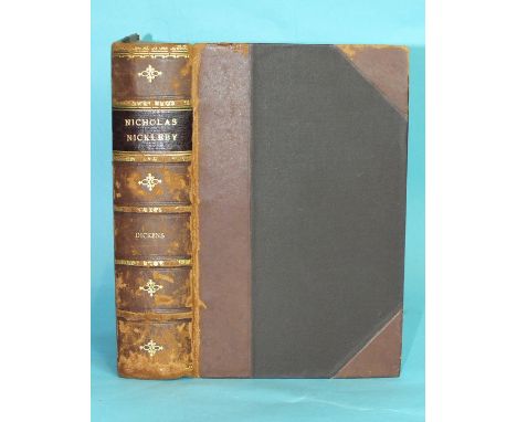 Dickens (Charles), The Life and Adventures of Nicholas Nickleby, first edition, early state, plts by Phiz (H K Browne), sligh