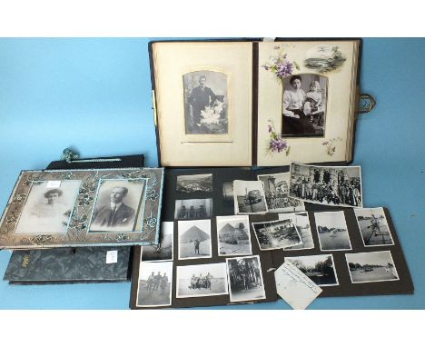 An album of Victorian cartes de visite and cabinet cards, two albums of WWII snaps of the British Army in Egypt and other pho