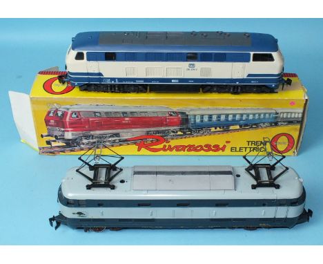 Lima, O gauge, an electric locomotive and a Rivarossi DB diesel locomotive, boxed, (2).