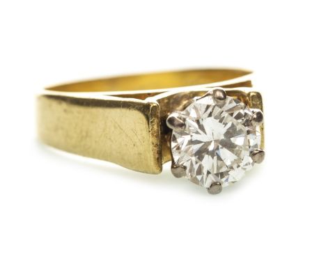 DIAMOND SOLITAIRE RING, the round brilliant cut diamond of approximately 0.98 carats, marked 18ct, size K, 5.8g