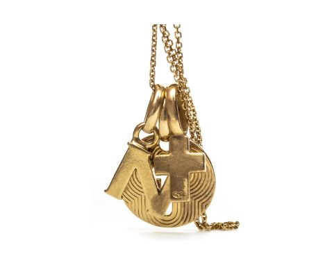 LINKS OF LONDON PENDANTS, the pendant including the initial N and two crosses, on a chain marked G750, 10.8g gross