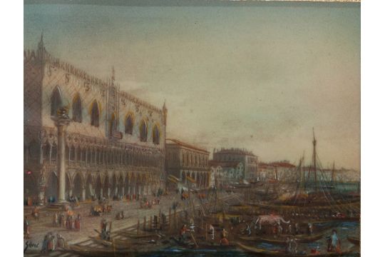 Pittore del secolo xix, “veduta di venezia”, miniatura su avorio ... Dipinti su venezia