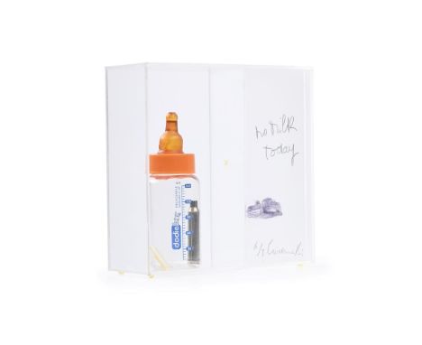 λ JEAN-PIERRE GIOVANELLI (FRENCH B. 1936) NO MILK TODAY Mixed media assemblage in perspex box Signed, titled and numbered 6/8
