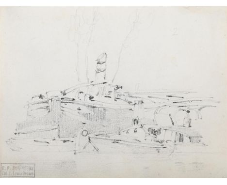 CIRCLE OF RICHARD PARKES BONINGTON (BRITISH 1802-1828) BARGES Pencil With Col. J. Lewis Brown collector's stamp (lower left) 