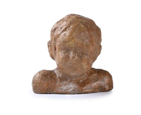 LOUIS VALTAT (FRENCH 1869-1952)  TÊTE D'ENFANT Painted plaster Signed (to back) Height: 23cm (9 in.)Executed circa 1910.   Co