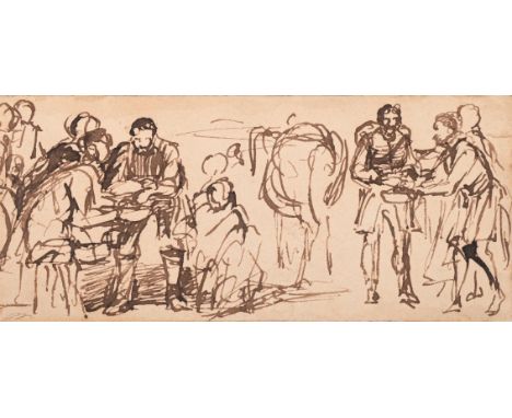 SIR DAVID WILKIE (SCOTTISH 1785-1841) COMPOSITION STUDY Pen and brown ink  6 x 12.5cm (2¼ x 4¾ in.) UnframedProvenance: The P