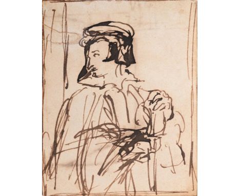 SIR DAVID WILKIE (SCOTTISH 1785-1841) STUDY FOR MISS JULIA EMILY GORDON Pen and brown ink  7 x 5cm (2¾ x 1¾ in.) UnframedProv