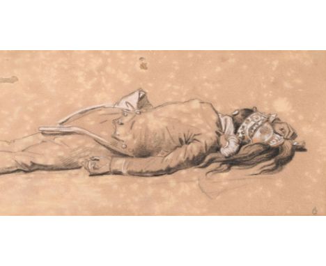 ‡  ANNE-LOUIS GIRODET-TRIOSON (FRENCH 1767-1824)  STUDY OF A DEAD SOLDIER FROM "THE REVOLT OF CAIRO" Charcoal heightened with