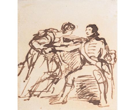 SIR DAVID WILKIE (SCOTTISH 1785-1841) COMPOSITION STUDY FOR THE CHELSEA PENSIONERS Pen and brown ink  7 x 6cm (2¾ x 2¼ in.) U