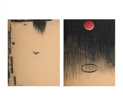 λ GIUSEPPE GALLO (ITALIAN B. 1954) UNTITLED (DIPTYCH) Oil and pastel on paper One signed and dated 1987-1989 (verso) Each 46 