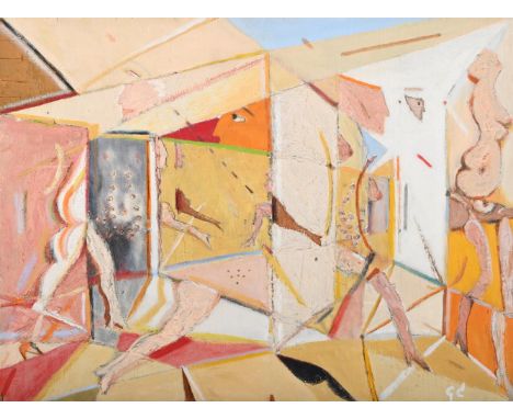 GEORGE MARSHALL COHEN (AMERICAN 1919-1999) DOMUS (FLESH PAINTING V) Oil and gesso on board  Signed with initials (lower right