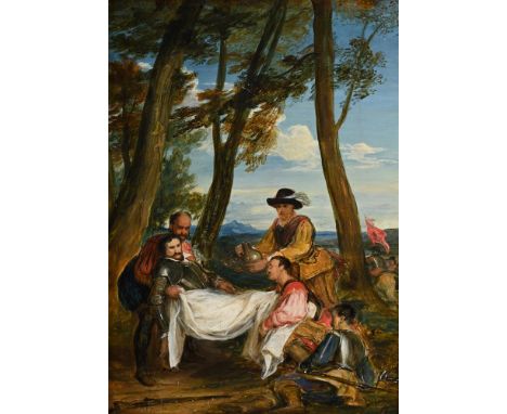 ‡ SIR DAVID WILKIE (SCOTTISH 1785-1841)  THE DEATH OF SIR PHILIP SIDNEY Oil on panel 36 x 25cm (14 x 9¾ in.)Provenance: Commi