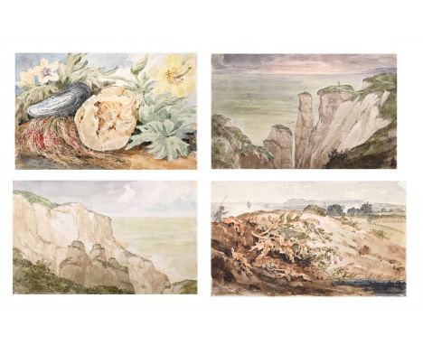 ‡ JOSEPH MICHAEL GANDY (BRITISH 1771-1843) PEVENSEY; COASTAL LANDSCAPE NEAR MARGATE; SEASIDE LANDSCAPE Pencil and watercolour