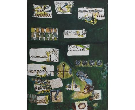 λ ÖYVIND FAHLSTRÖM (SWEDISH 1928-1976) SKOGSSPÅR (TRAIL OF PRINTS IN THE WOODS) Ink, watercolour and gouache Inscribed and da