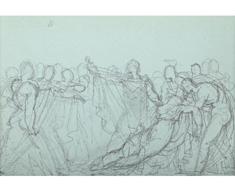 ‡ THÉODORE GÉRICAULT (FRENCH 1791-1824)  STUDY FOR 'THE OATH OF BRUTUS AFTER THE DEATH OF LUCRETIA' Pencil on light greenish-