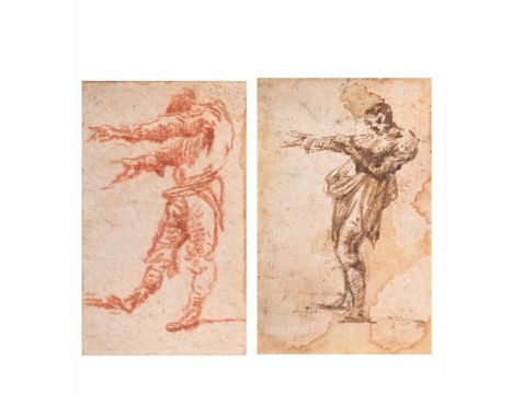 ATTRIBUTED TO GIOVANNI BATTISTA PIRANESI (ITALIAN 1720-1778) YOUNG MAN GESTURING TO HIS RIGHT, HEAD UP; YOUNG MAN GESTURING T