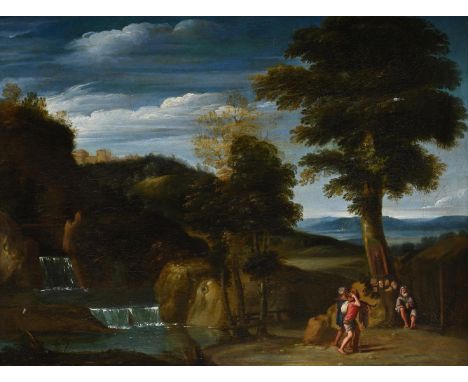 ‡ ATTRIBUTED TO DOMENICO ZAMPIERI, KNOWN AS DOMENICHINO (ITALIAN 1581-1641)LANDSCAPE WITH A HERMIT Oil on canvas 41 x 54cm (1