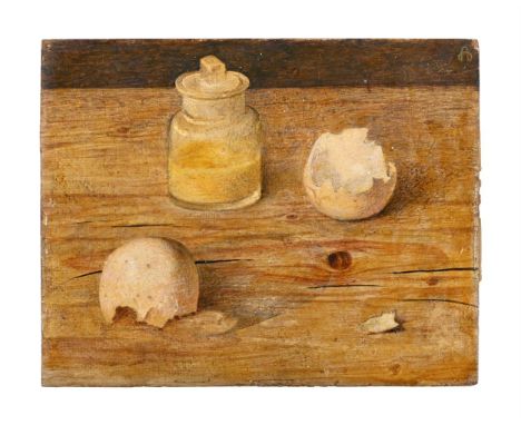 λ MAXWELL ASHBY ARMFIELD (BRITISH 1882-1972) STILL LIFE WITH BROKEN EGG Tempera on board Signed with monogram (upper right) 1