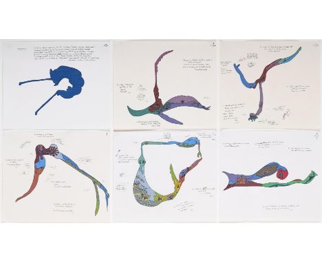 λ ÖYVIND FAHLSTRÖM (SWEDISH 1928-1976) 6 ELEMENTS FOR 'NIGHT MUSIC 2' Ink and acrylic on paper, six sheets framed as one Each