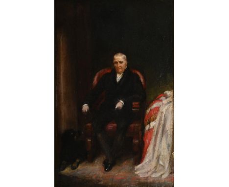 AFTER HENRY WILLIAM PICKERSGILL LORD ELDON AND HIS DOG PINCHER Oil on board 25.5 x 18cm (10 x 7 in.)  Provenance: Salander-O'