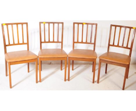 Nathan Furniture - British Modern Design - Set of four mid 20th century teak dining chairs. Having vertical slat backs, on a 