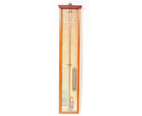 An early 20th century mahogany cased Admiral Fitzroy barometer having off-white ground with rise and fall notation throughout