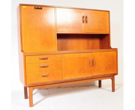 G-Plan Furniture - A retro 1960's teak wood sideboard highboard credenza comprising of upright cabinet sections /&nbsp;twin c